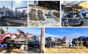 Tras cateo en deshuesadero, aseguran autopartes y bolsas con drogas en Zautla