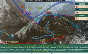 Pronostican tiempo inestable y descenso de temperaturas por frente frío número 30