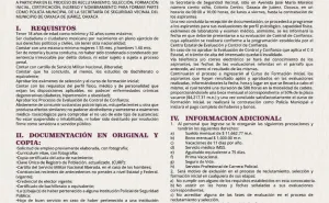 Emite Oaxaca de Juárez convocatoria para integrar la Policía Municipal