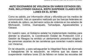 IEEPO suspende clases en el Istmo ante ola de violencia