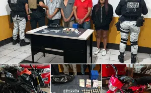 Desarticulan punto de venta de drogas durante cateo, detienen a cuatro, aseguran “cristal” y motocicletas