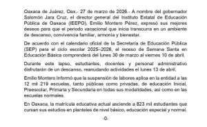 Receso escolar por Semana Santa a partir del 30 de marzo en Educación Básica