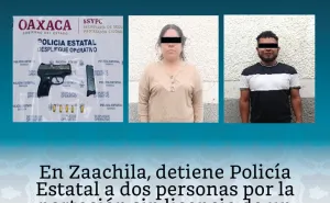 Detiene Policía Estatal a dos personas por portación de arma de fuego en Villa de Zaachila