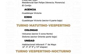 Agenda del suministro de agua potable para este domingo 
