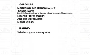 Agenda del suministro de agua potable para este domingo 