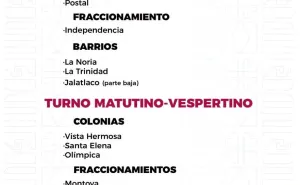Agenda del suministro de agua potable para este lunes 