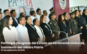 Participa Congreso del Estado en ceremonia cívica de Izamiento del Lábaro Patrio
