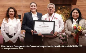 Reconoce Congreso de Oaxaca trayectoria de 47 años del CBTis 123