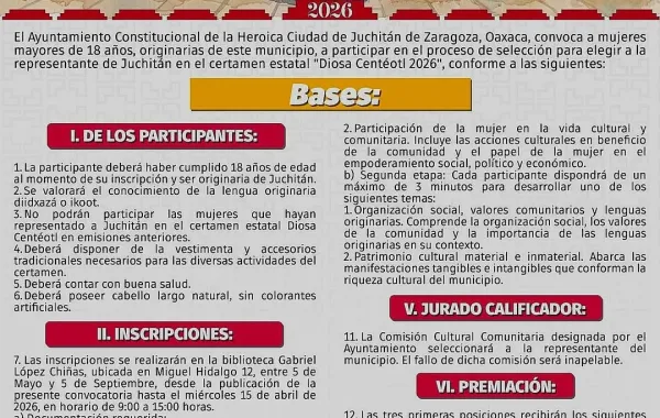 Abren Convocatoria para la Diosa Centéotl 2026
