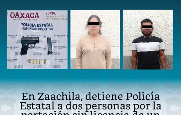 Detiene Policía Estatal a dos personas por portación de arma de fuego en Villa de Zaachila