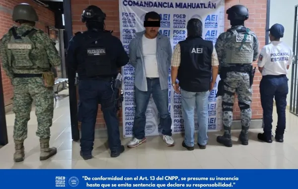 Por intento de homicidio con disparos de arma de fuego, FGEO ejecuta orden de aprehensión en la Sierra Sur