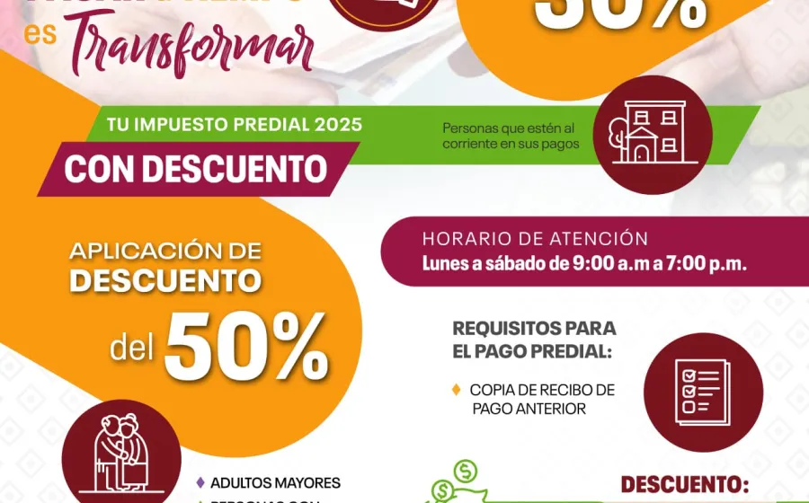 Anuncia Santa Cruz Xoxocotlán descuentos de hasta el 50% en el pago del predial