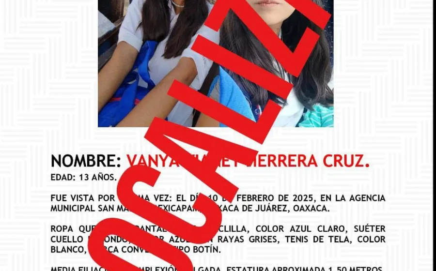 Hallan a adolescente reportada como No Localizada en la región de los Valles Centrales