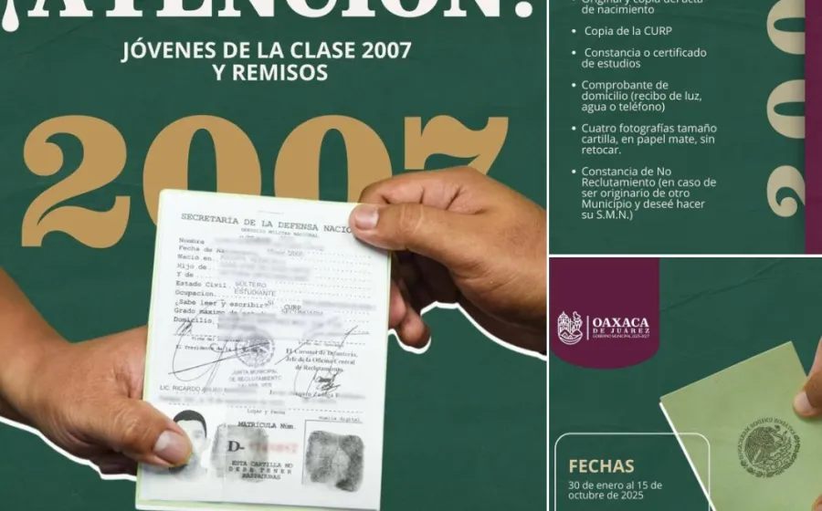 Convoca Municipio de Oaxaca de Juárez a jóvenes a realizar el Servicio Militar Nacional
