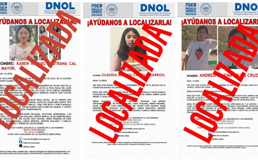 FGEO localiza a cuatro personas en las regiones de Valles Centrales e Istmo