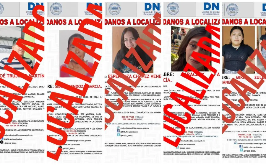 Fiscalía de Oaxaca da con el paradero de 5 personas reportadas como No Localizadas en la capital