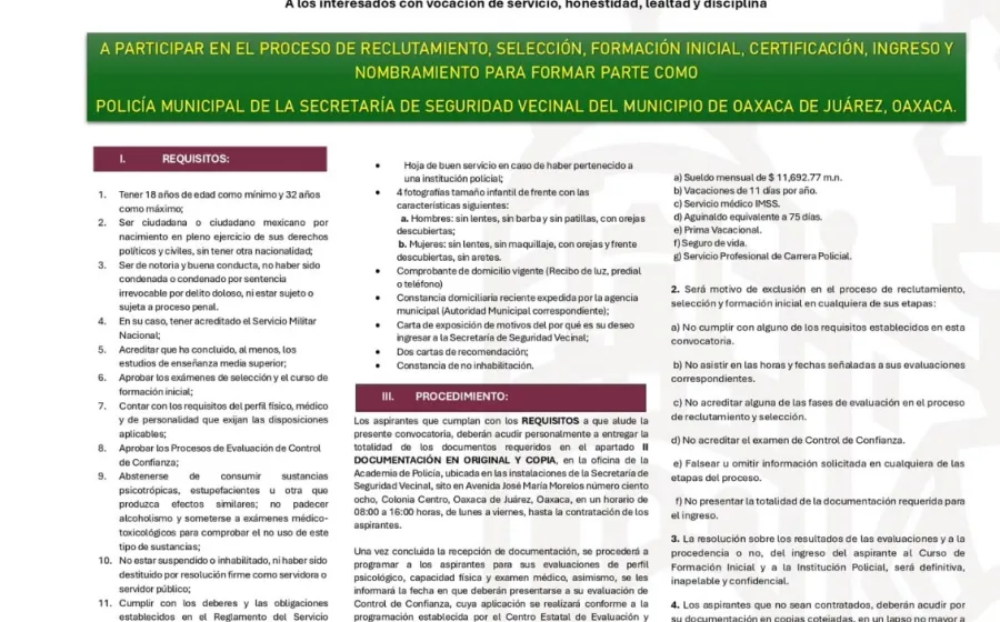 Gobierno municipal lanza convocatoria para ingresar a la Policía Municipal