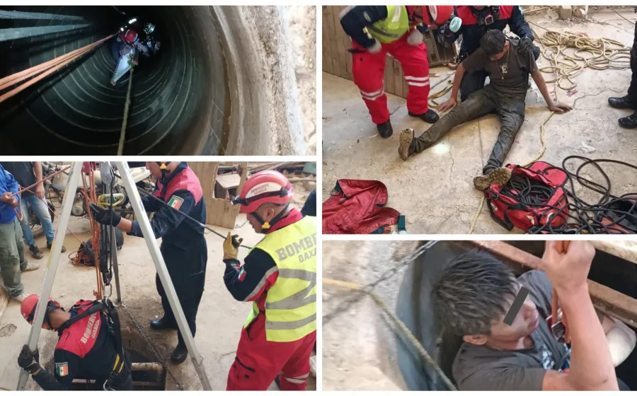 Rescata HCBO a masculino que cayó dentro de un pozo