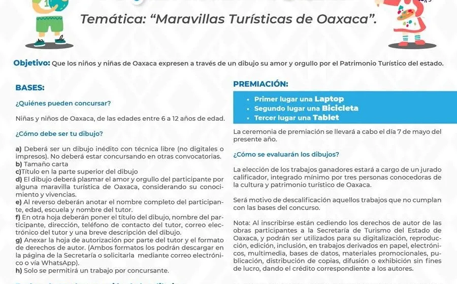 Convoca Sectur a niñas y niños a dibujar las Maravillas Turísticas de Oaxaca