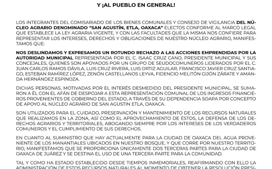 Autoridad municipal ordena cierre de válvulas en San Agustín Etla, por intereses económicos