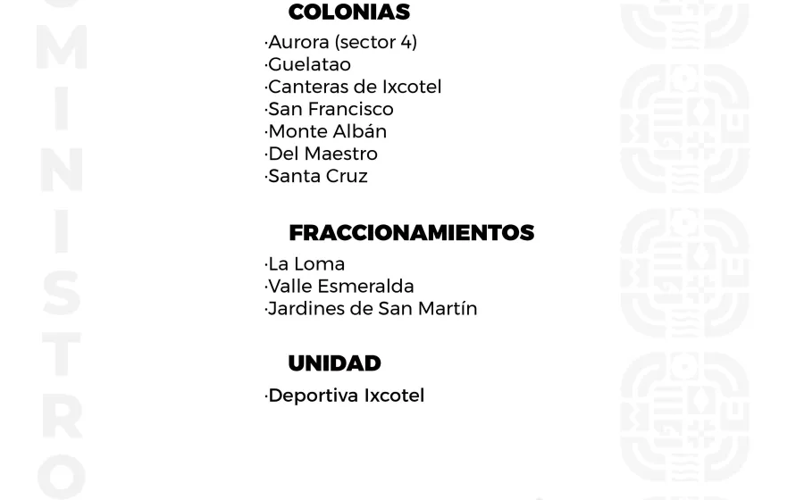 Agenda del suministro de agua potable de SOAPA de este jueves 01 de mayo