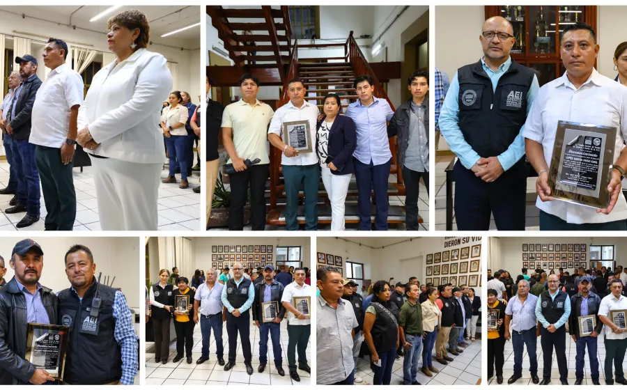 Fiscalía de Oaxaca reconoce a 6 elementos de la AEI por su servicio, en el marco de su jubilación