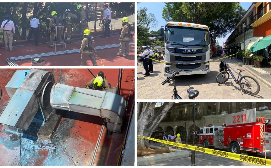 Incendio en el Bar Jardín del Zócalo de Oaxaca genera alarma entre comensales