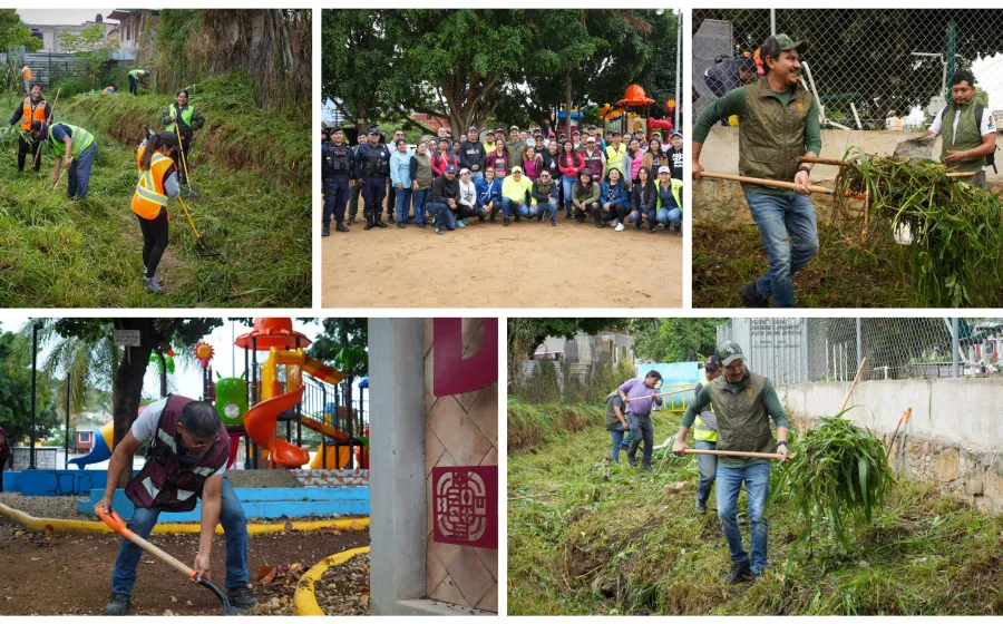 Avanza la transformación de San Martín Mexicapan con tequio en la colonia Azucenas
