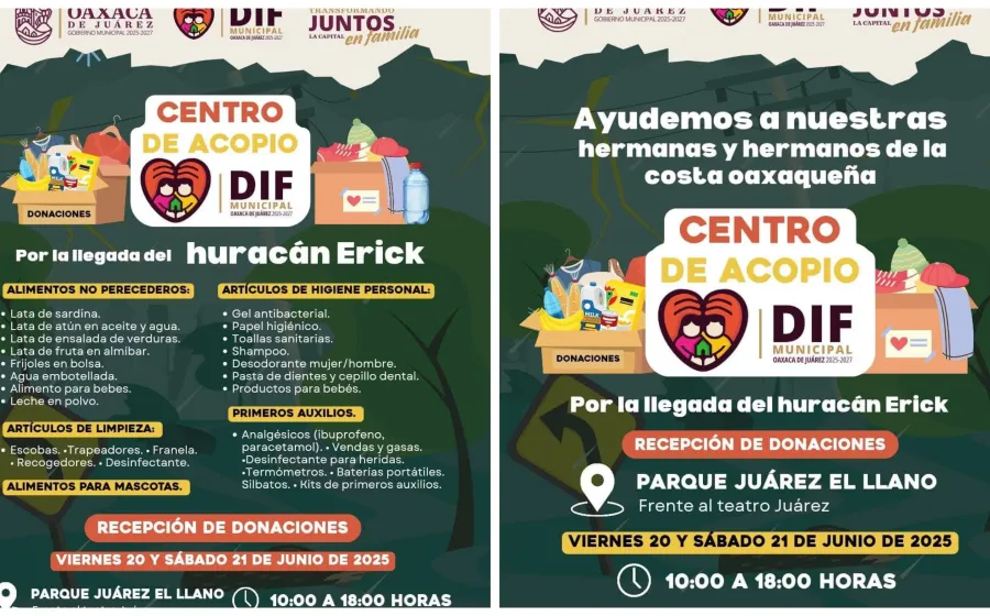Municipio capitalino mantiene abierto centro de acopio para apoyar a damnificados por Erick