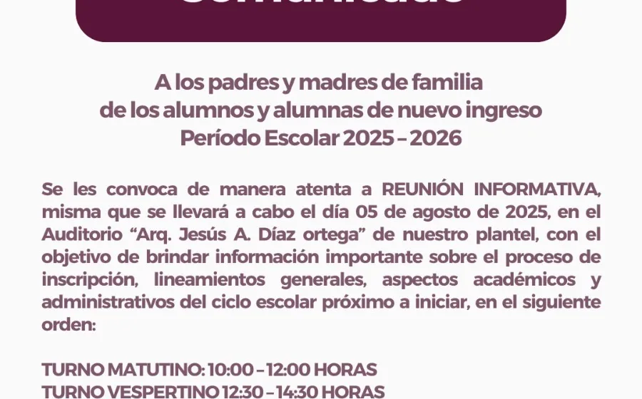 Comunicado del CBTis 26