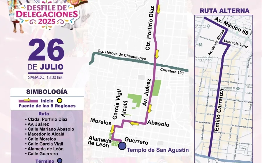 Informa Policía Vial rutas alternas por segundo Desfile de Delegaciones 2025