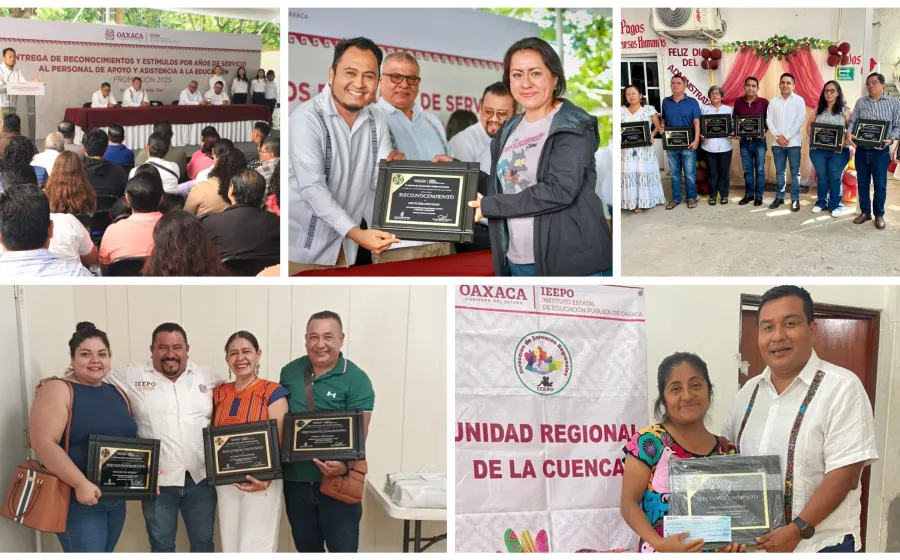 Entrega IEEPO 2 mil 238 reconocimientos por años de servicio a Personal de Apoyo y Asistencia a la Educación