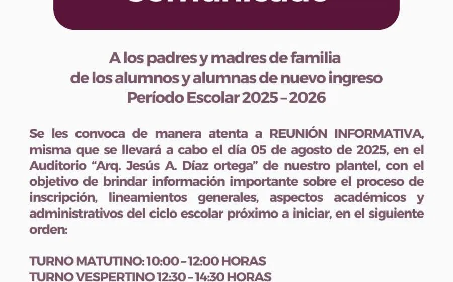 Comunicado CBTis 26 