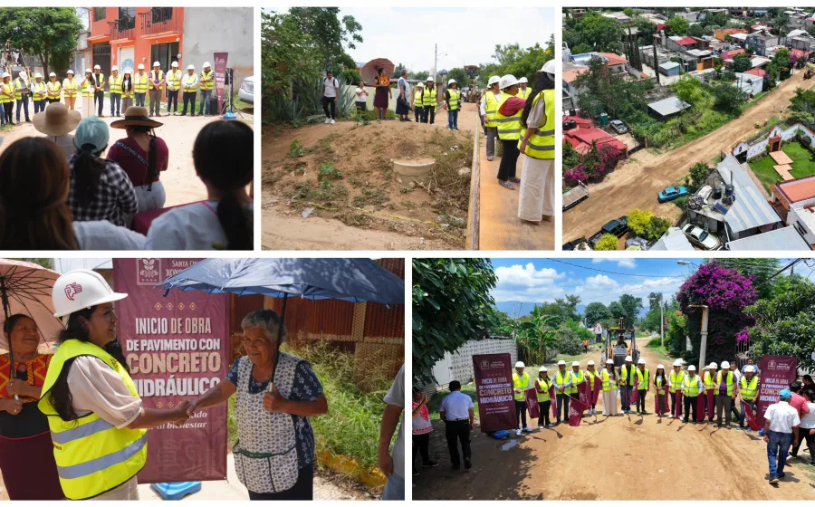 Nancy Benítez inicia nuevas obras de pavimentación en 3 colonias más de Xoxocotlán