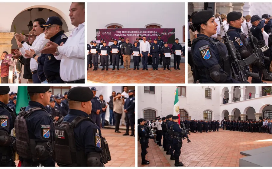 Reconocen 35 años de la Policía Municipal de Oaxaca de Juárez 