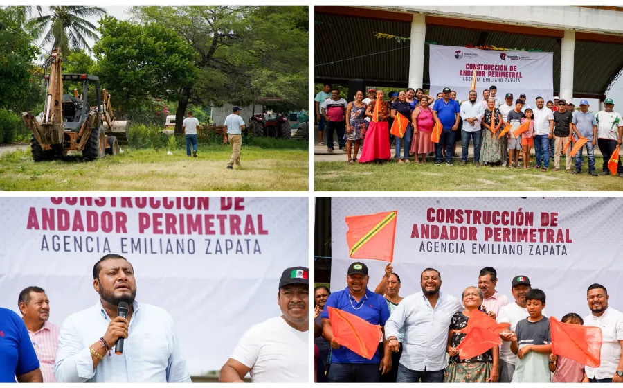 Miguel Quetu inicia construcción de andador en el parque central 