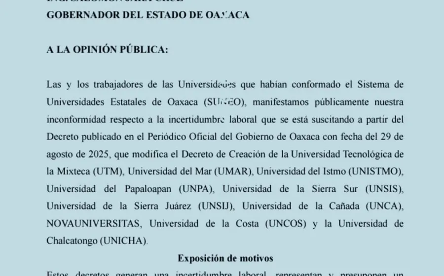 SUNEO rechazan el decreto que modifica creación de universidades