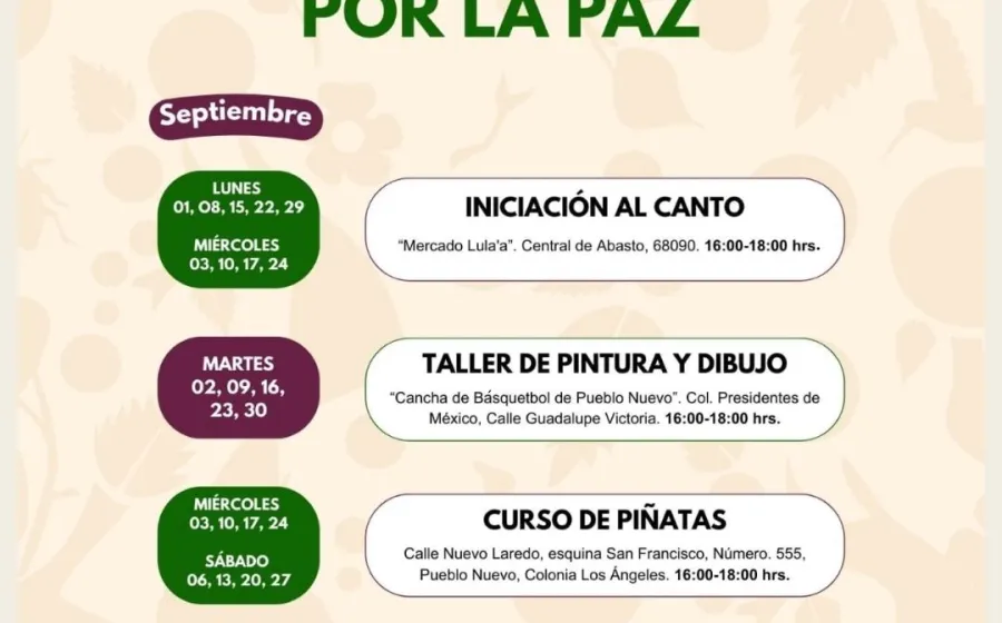 Oaxaca de Juárez impulsa actividades a través de Colmenas por la Paz