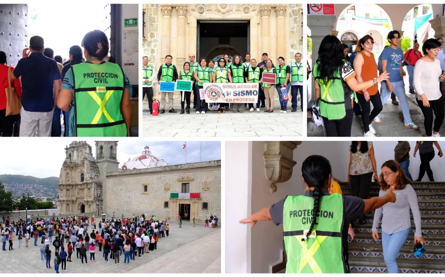 Participación activa en el Segundo Simulacro Nacional 2025 en el Palacio de Oaxaca de Juárez