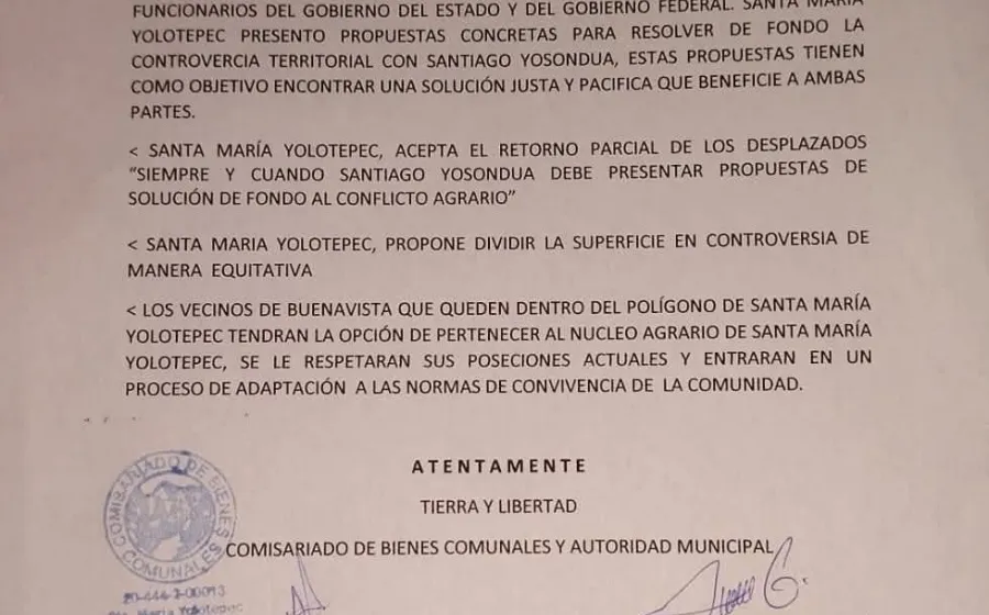 Yolotepec y Yosondúa, cada vez más cerca de un acuerdo