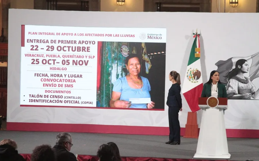 Anuncia Presidenta inversión inicial de 10 mmdp en apoyos directos a damnificados por las lluvias