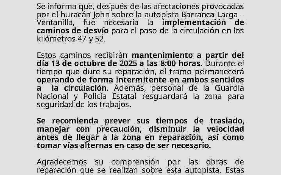 Implementan caminos de desvío sobre Barranca Larga - Ventanilla