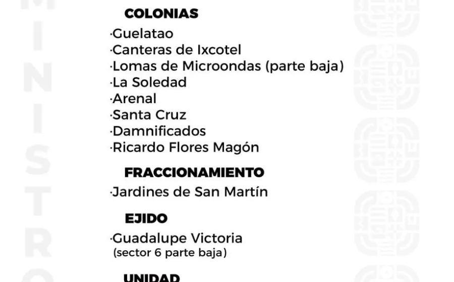 Agenda del suministro de agua potable para este sábado 