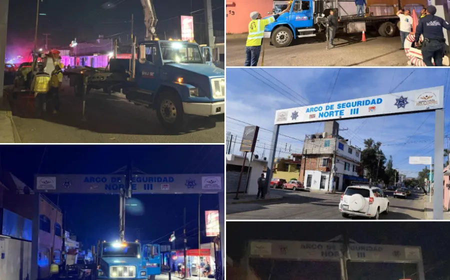 Completan instalación de estructura del nuevo Arco de Seguridad "Norte III" en Santa Lucía del Camino