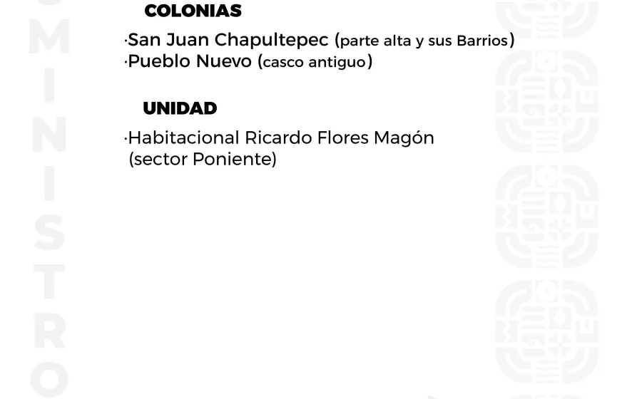 Agenda del suministro de agua potable para este domingo 