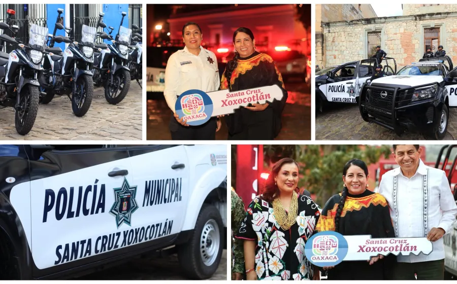 Entrega Gobernador a Nancy Benítez 10 nuevas patrullas y motopatrullas para Xoxocotlán