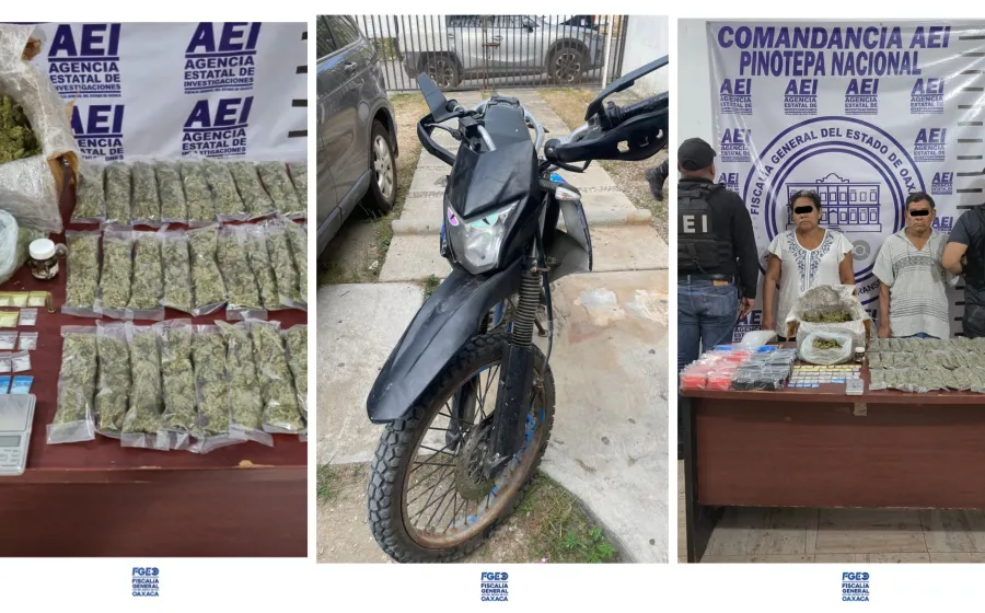 Durante cateos en Pinotepa Nacional, aseguran: drogas y detienen a dos personas por narcomenudeo¨