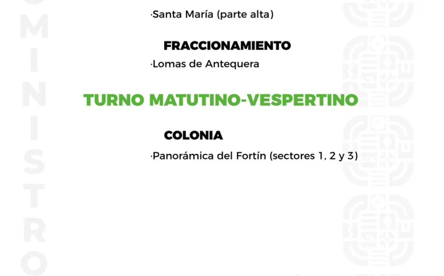 Agenda del suministro de agua potable para este sábado 
