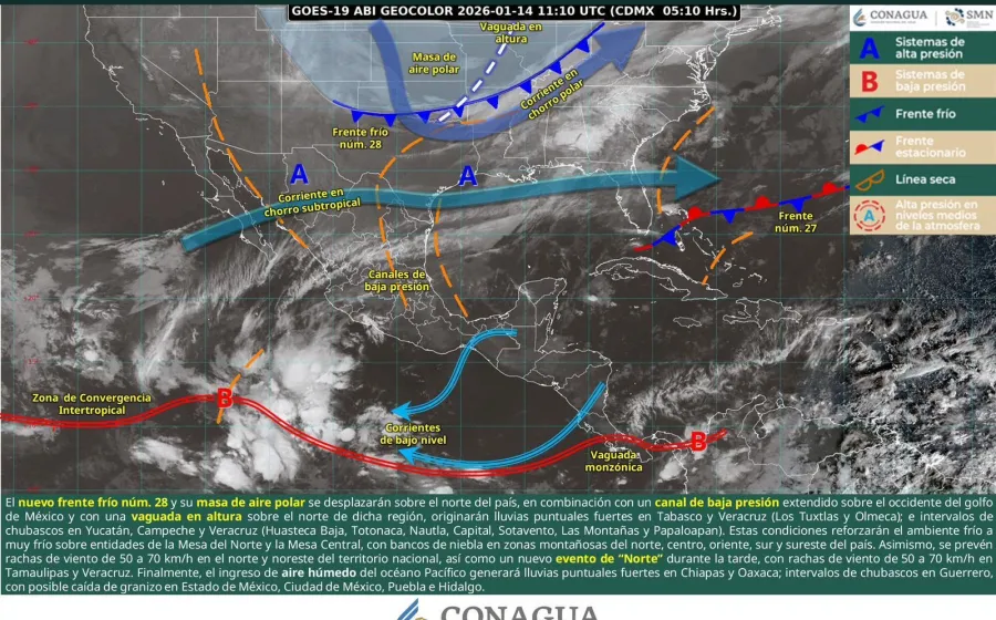 Continúa el ambiente frío, vientos moderados a fuertes y lluvias aisladas en Oaxaca  