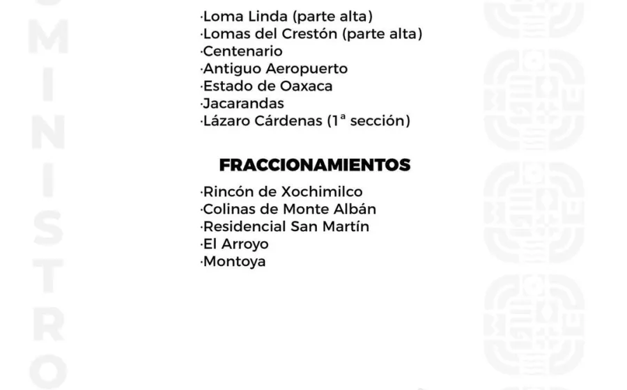 Agenda del suministro de agua potable para este sábado 